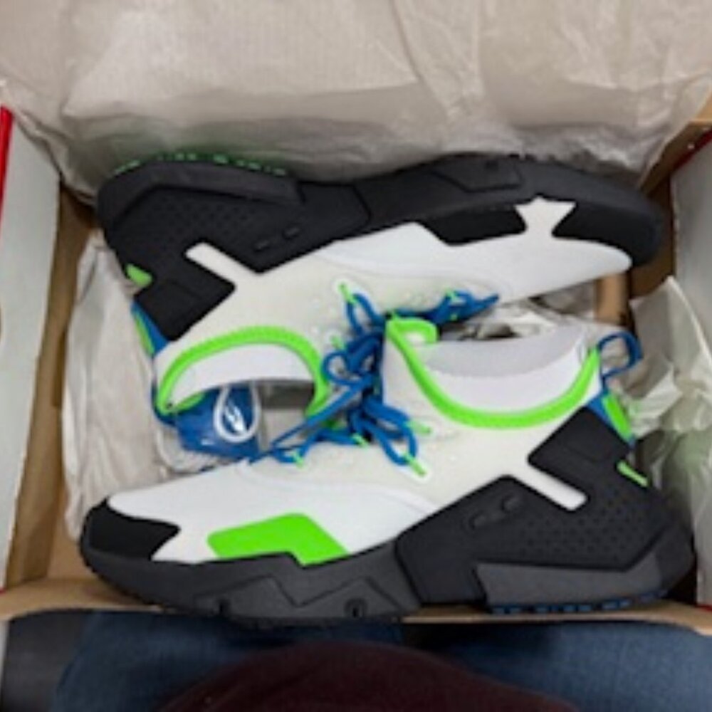 Nike Air Huarache Run Drift Scream Green - White/Black-Blue Nebula